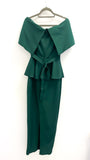 A1320 Green Peplum Bardot Dress