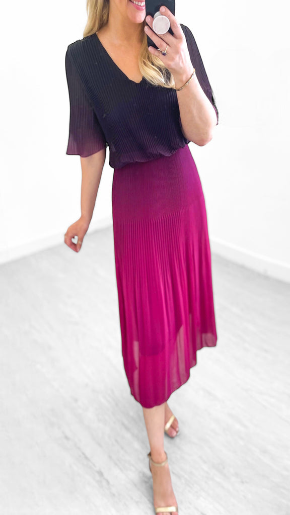 A1008 Magenta Ombre Loose Top Dress