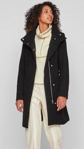 A1208 Viloulou Black Funnel Coat