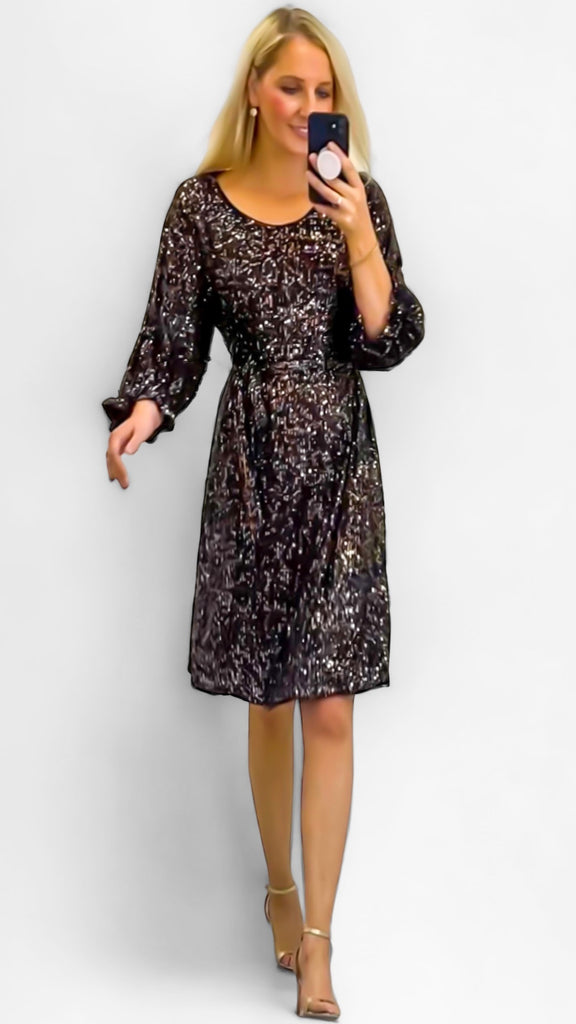 A1196 Vitenley Sequins Smock Dress