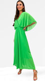1-A0823 Green Cape Pleat Dress