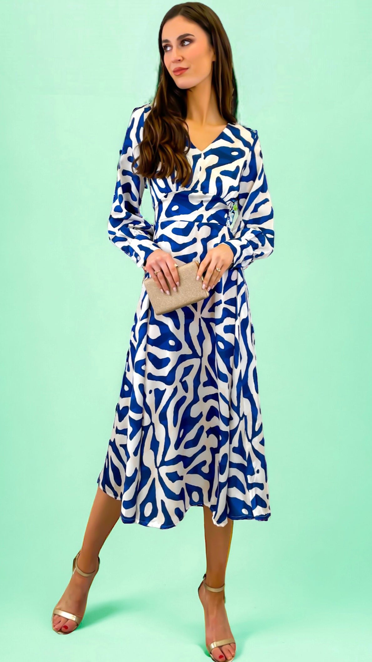 Fina Blue/White Satin Dresses dresses online party dresses