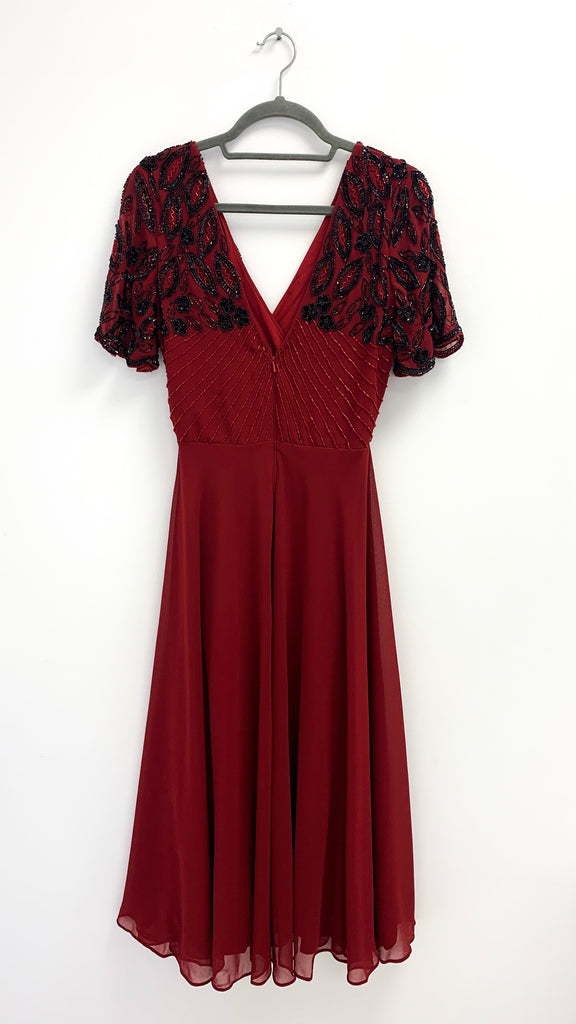 A1299 Tilly Burgundy Embellished Dress