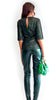 4-A1948JJ Green Sequin Faux Wrap Top