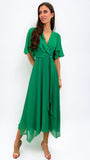4-A0895 Neo Chiffon Flare Dress Green