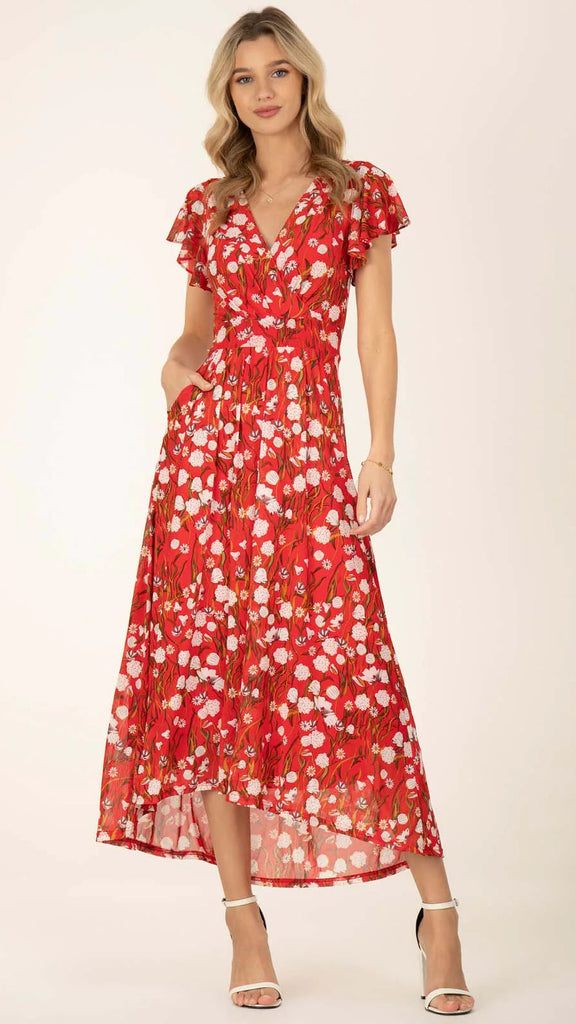 A0818 - (SIZES 10,18 ONLY) - Eleanor Floral Hi Lo Maxi