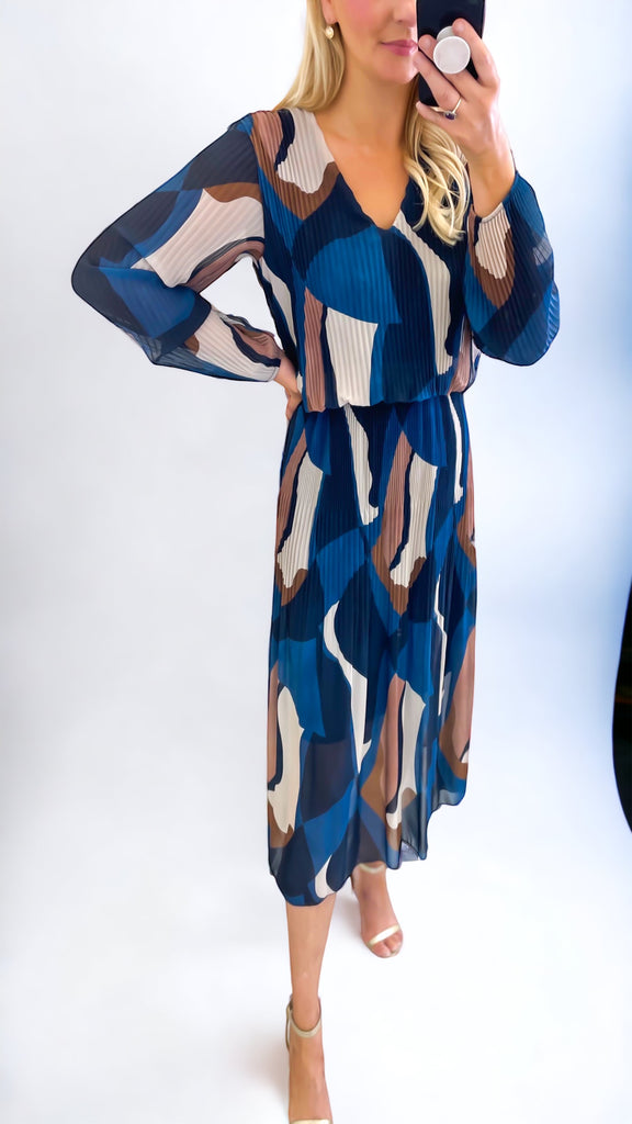 A1149 Jacqui Teal Print Loose Top Dress
