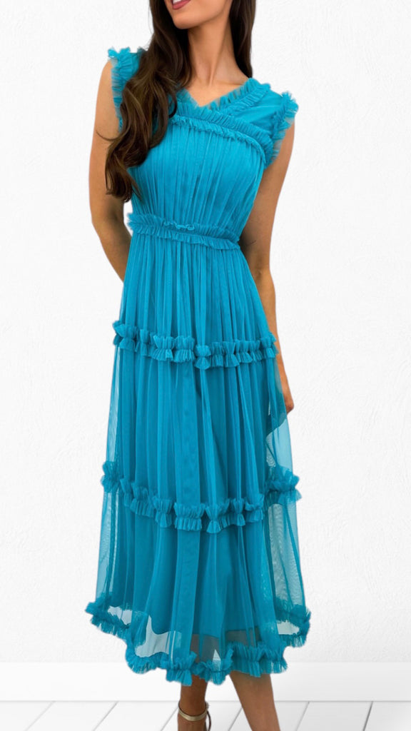 A0882 Malva Teal Midi Dress