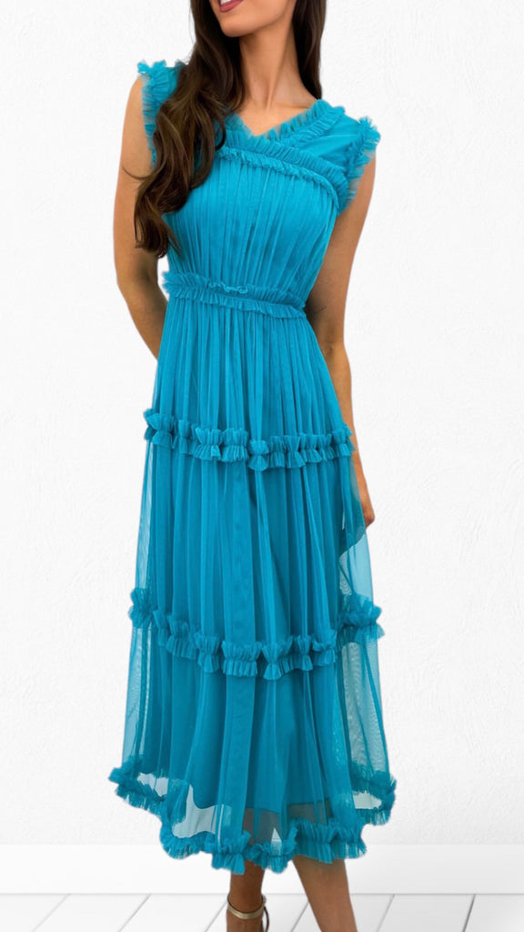 4-A0882 Malva Teal Midi Dress