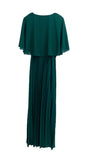 A1022 Dark Green Cape Pleat Dress
