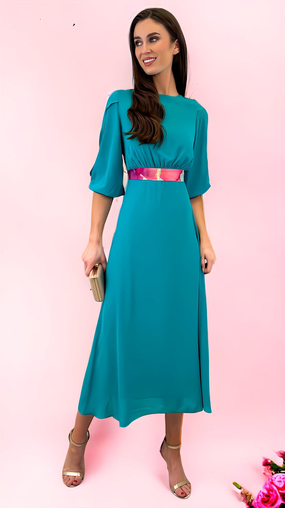 1-A1401 Missy Cold Shoulder Midi Dress