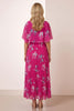 A3141 Nicole Pink Print Cape Dress