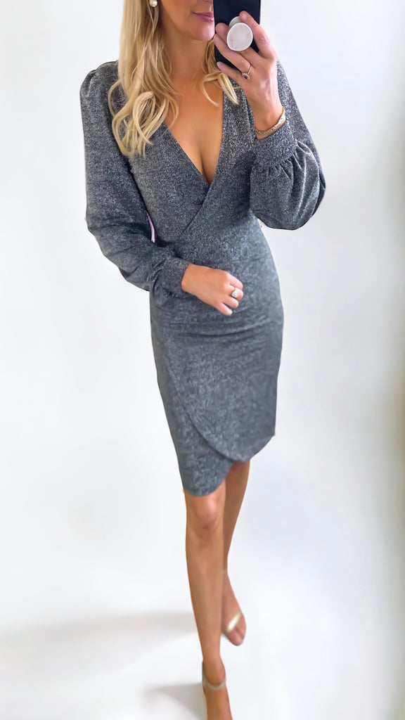 A1151 Bytasha Fitted Dress Silver Mix