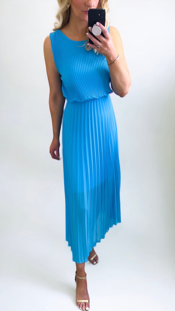A1457 Turquoise 2 Way Pleat Dress