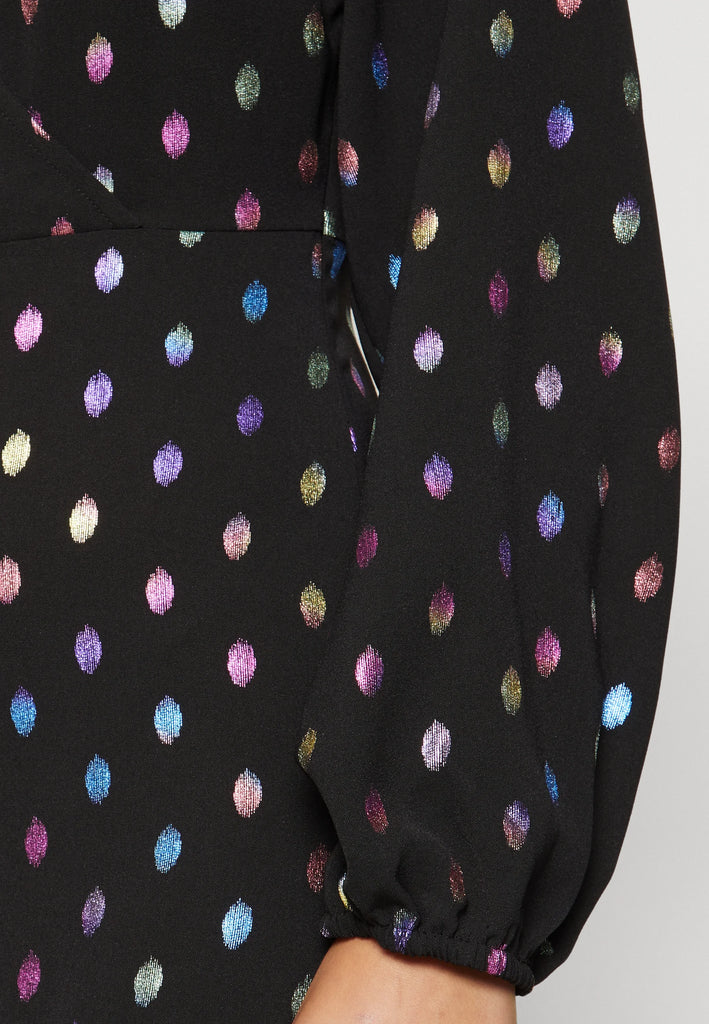 A1183 Black Multi Foil Dress
