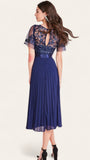 A1265 Navy Embroidered Bodice Dress