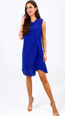 A0934 Blue/White Print Loose Top Dress