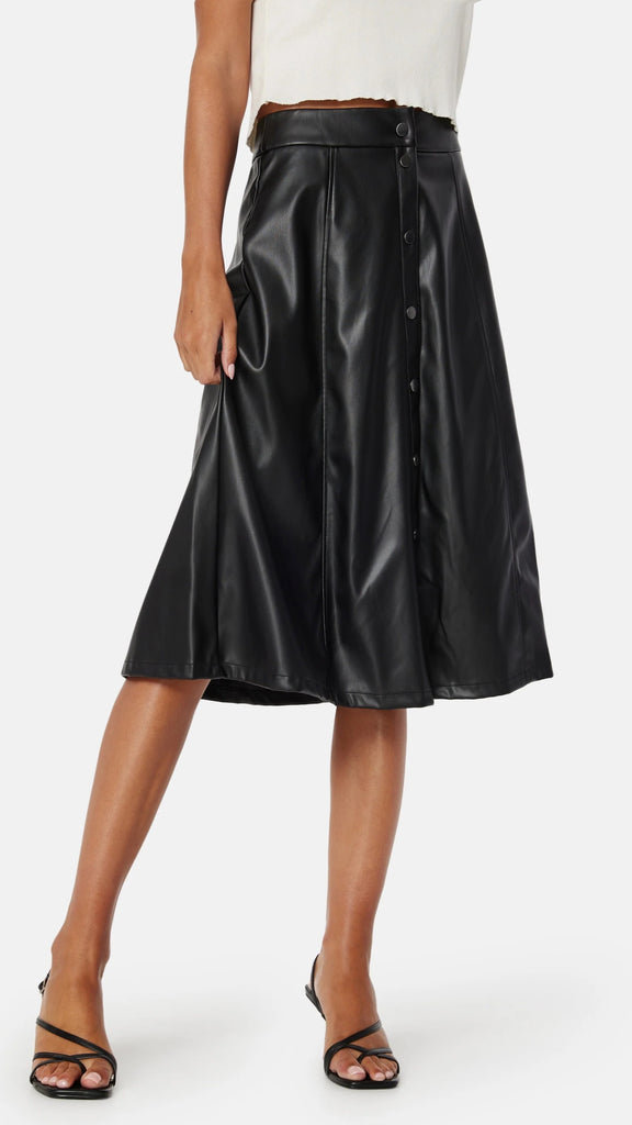 A1224 Vibrawn Faux Leather Skirt Black