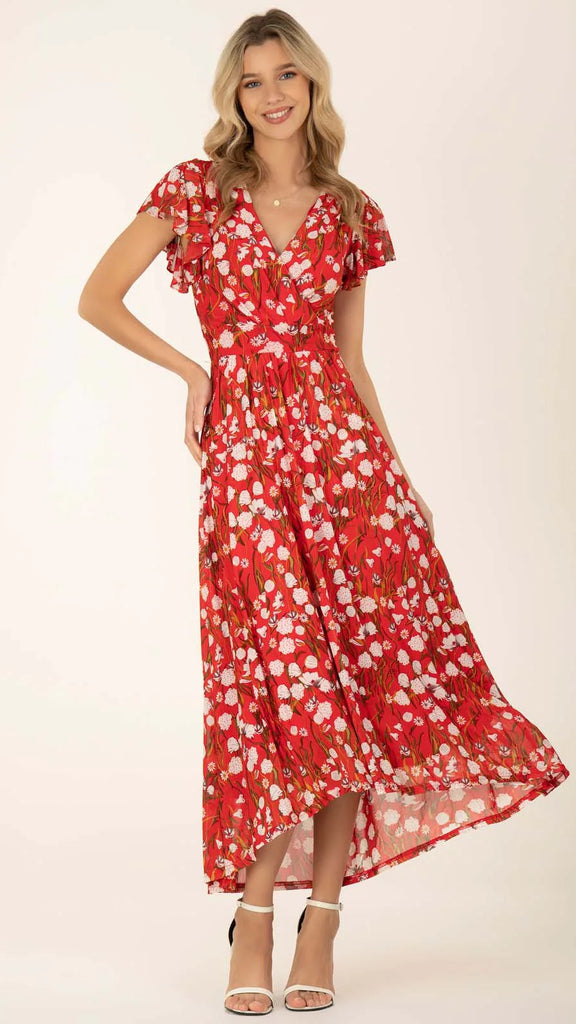 A0818 - (SIZES 10,18 ONLY) - Eleanor Floral Hi Lo Maxi