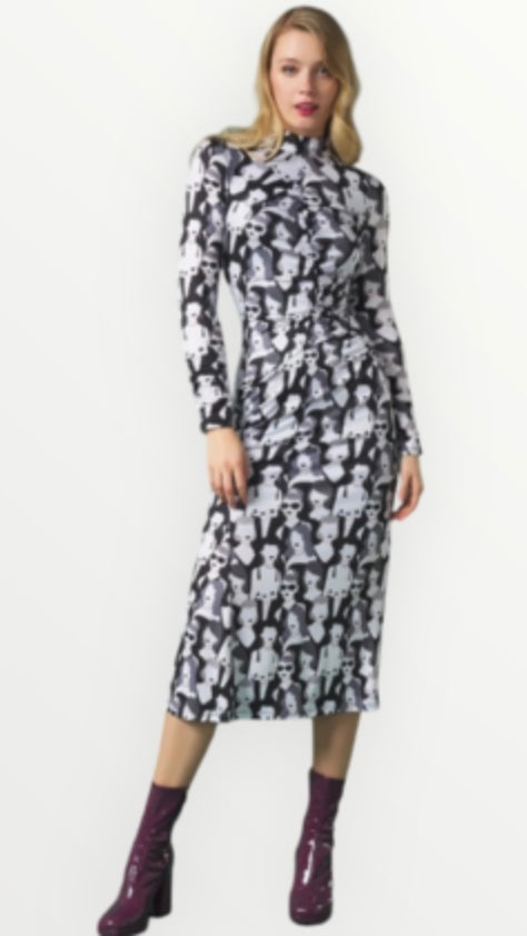 4-A1031 Faces Turtleneck Dress