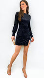 A1222 Vilayla Velour Mini Dress Black