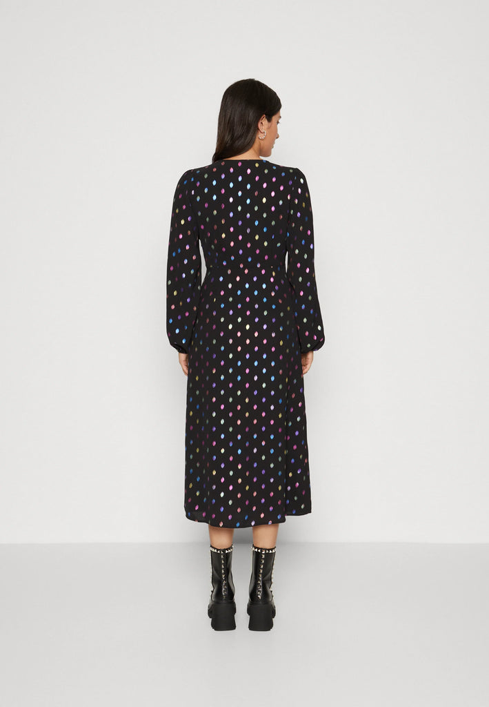 A1183 Black Multi Foil Dress