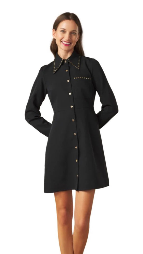 4-A1067 Nicole Black/Gold Shirt Dress