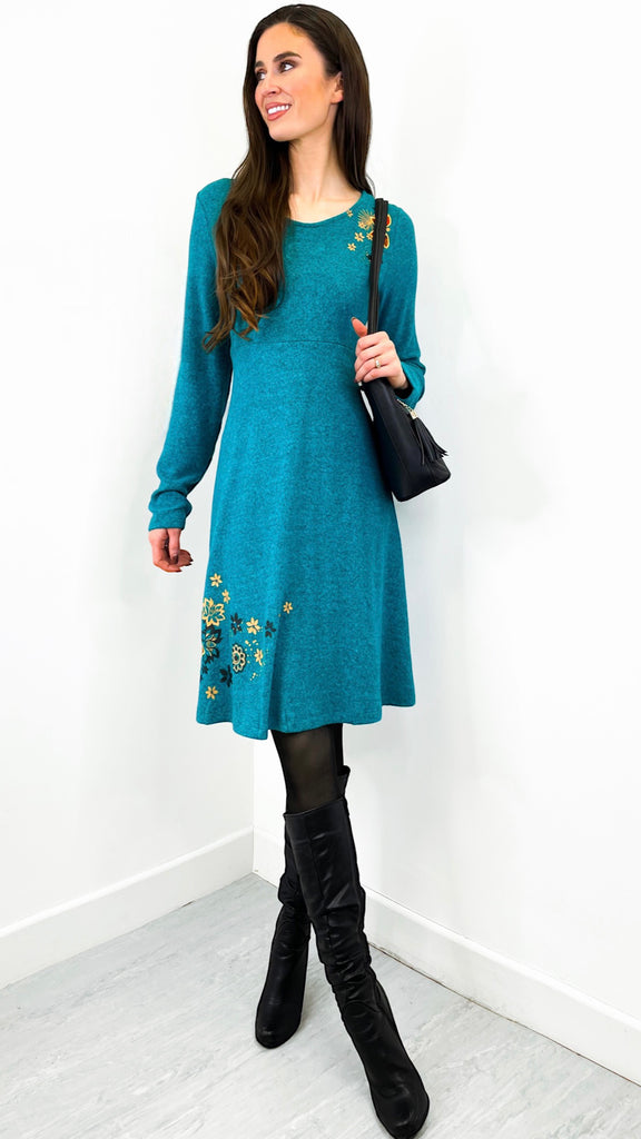 4-A1338 Turquoise Snugly Tunic Dress