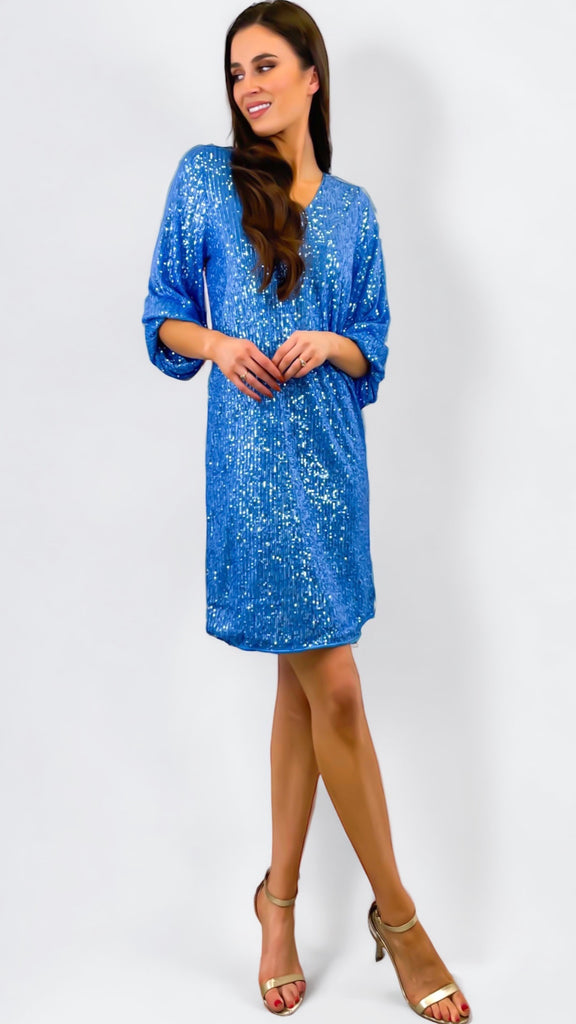A1142 Bysolia Swedish Blue Sequin Dress
