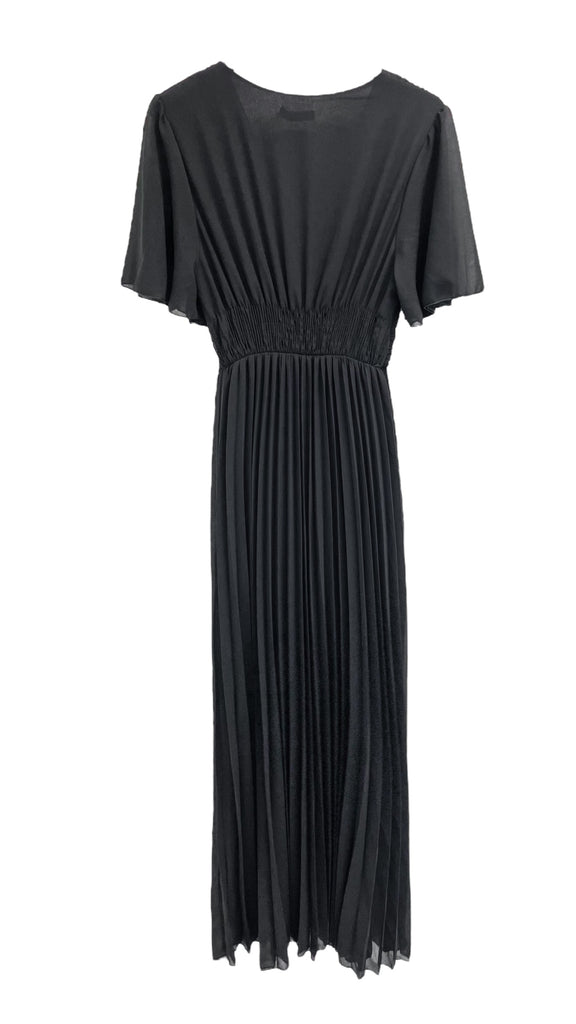 A1055 Black Floaty Sleeve Pleat Dress