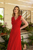 A2445 Clara Red Cowl Flare Dress