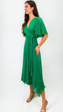 A0895 Neo Chiffon Flare Dress Green
