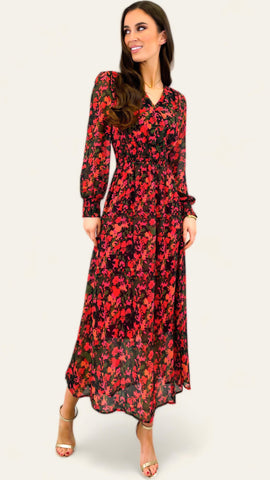 4-A1348 Lizzy Red Print Dress