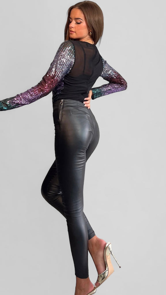 A1199 Eva Multi Sequin Bodysuit
