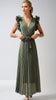 A2629 Khaki Ruffle Pleat Dress