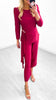 4-A1243 Wine Red Trouser Set