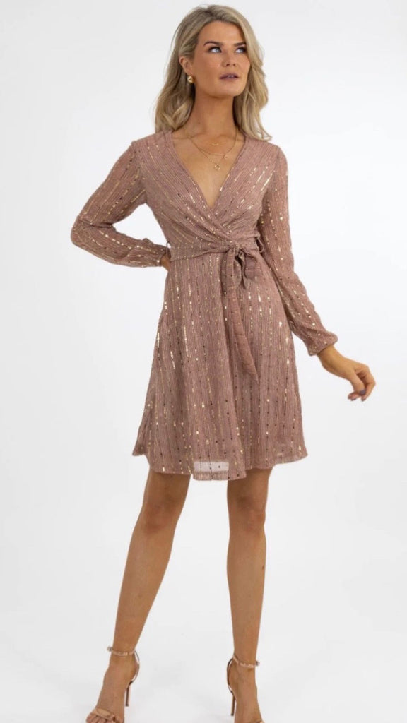A1190 Kylie Gold Sparkle Mini Dress