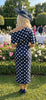 A3056 Maura Navy Polka Drape Dress