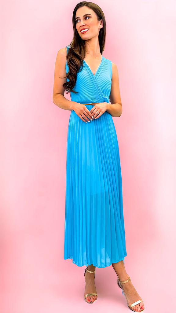 A1457 Turquoise 2 Way Pleat Dress