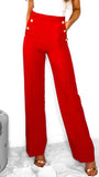 A1092 Stylish Red Button Trousers