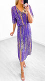A0979 Liga Purple Print Loose Top Dress