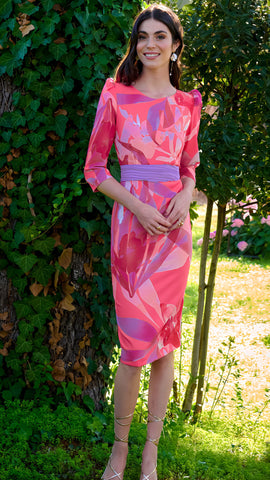 A1493 Helga Pink Print Dress