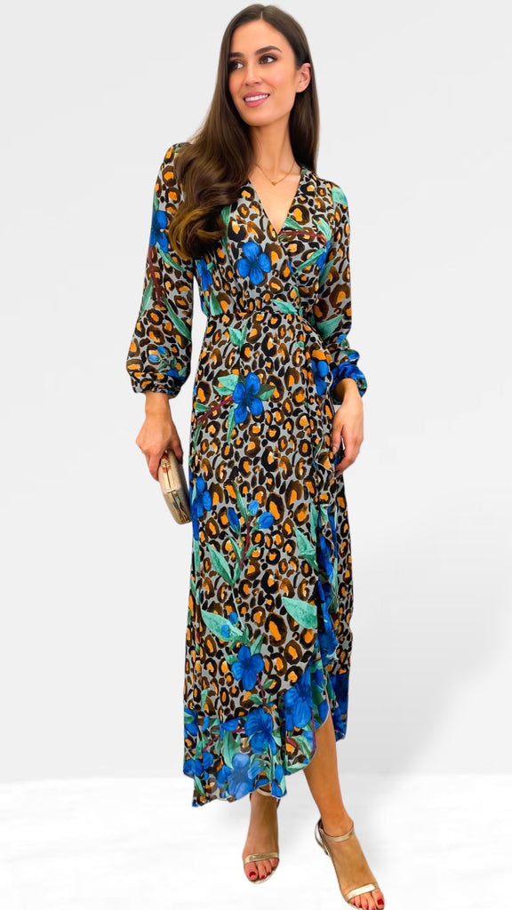 4-A0998 Kelda Leopard Wrap Dress