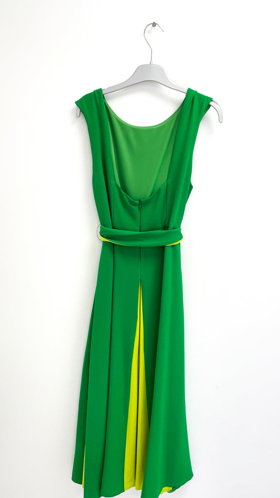 A1467 Aviva Green Contrast Flare Dress