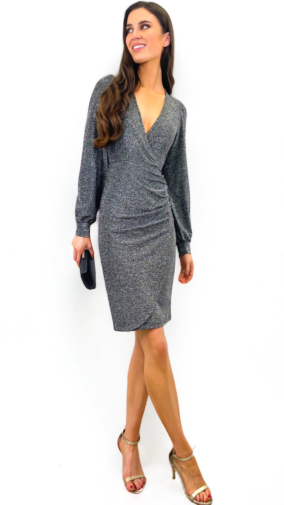 A1151 Bytasha Fitted Dress Silver Mix