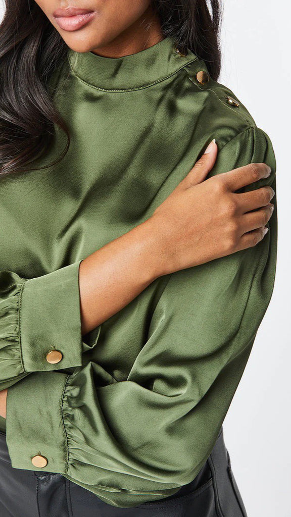 A1189 Loan Satin High Neck Blouse