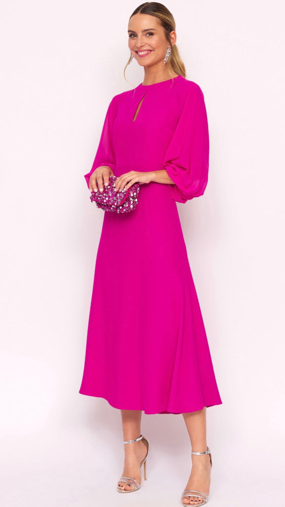 Jolie Moi Sophia Flared Dress, Hot Pink at John Lewis & Partners