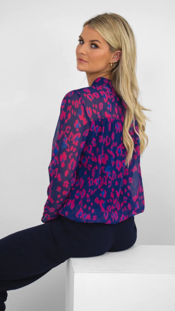 1-A1006 Bella Magenta/Navy Band Top