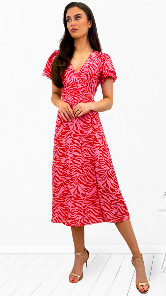 4-A0660 Elia Midi Dress Red/Pink