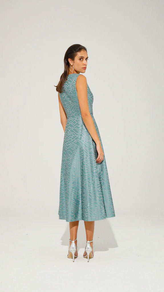 5-A1226 Alexia Damask Flare Dress